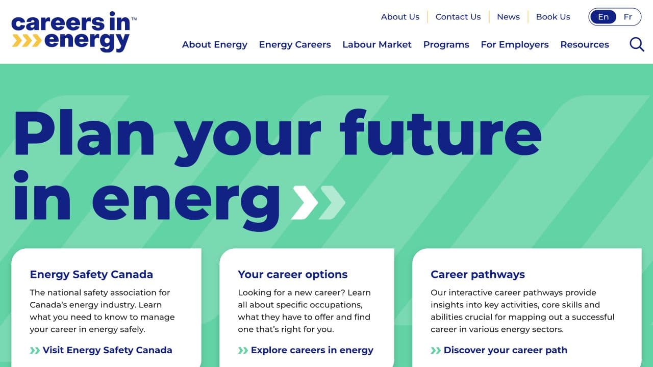 Careers in Energy live website screenshot